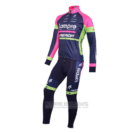 2016 Fahrradbekleidung Lampre Blau und Rosa Trikot Langarm und Tragerhose - zum Schließen ins Bild klicken